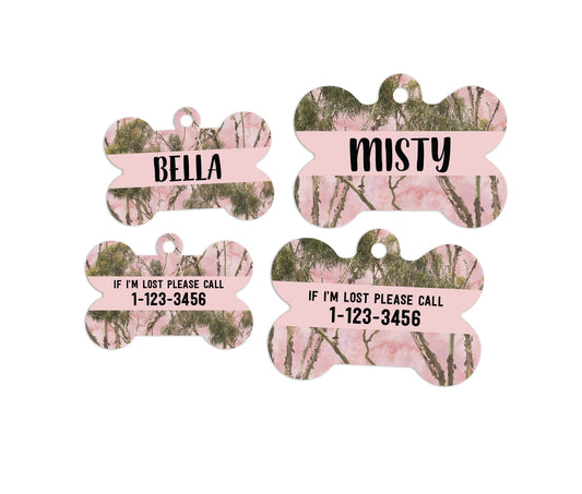 Customized Pink Bone Camo Pet ID Tags - MintandJolie