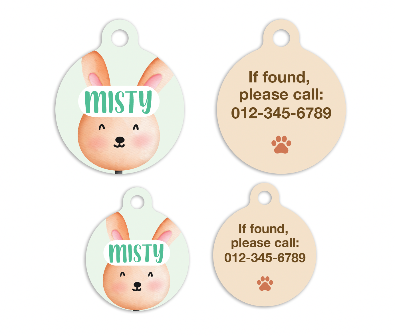 Circle Bunny Pet ID Tag