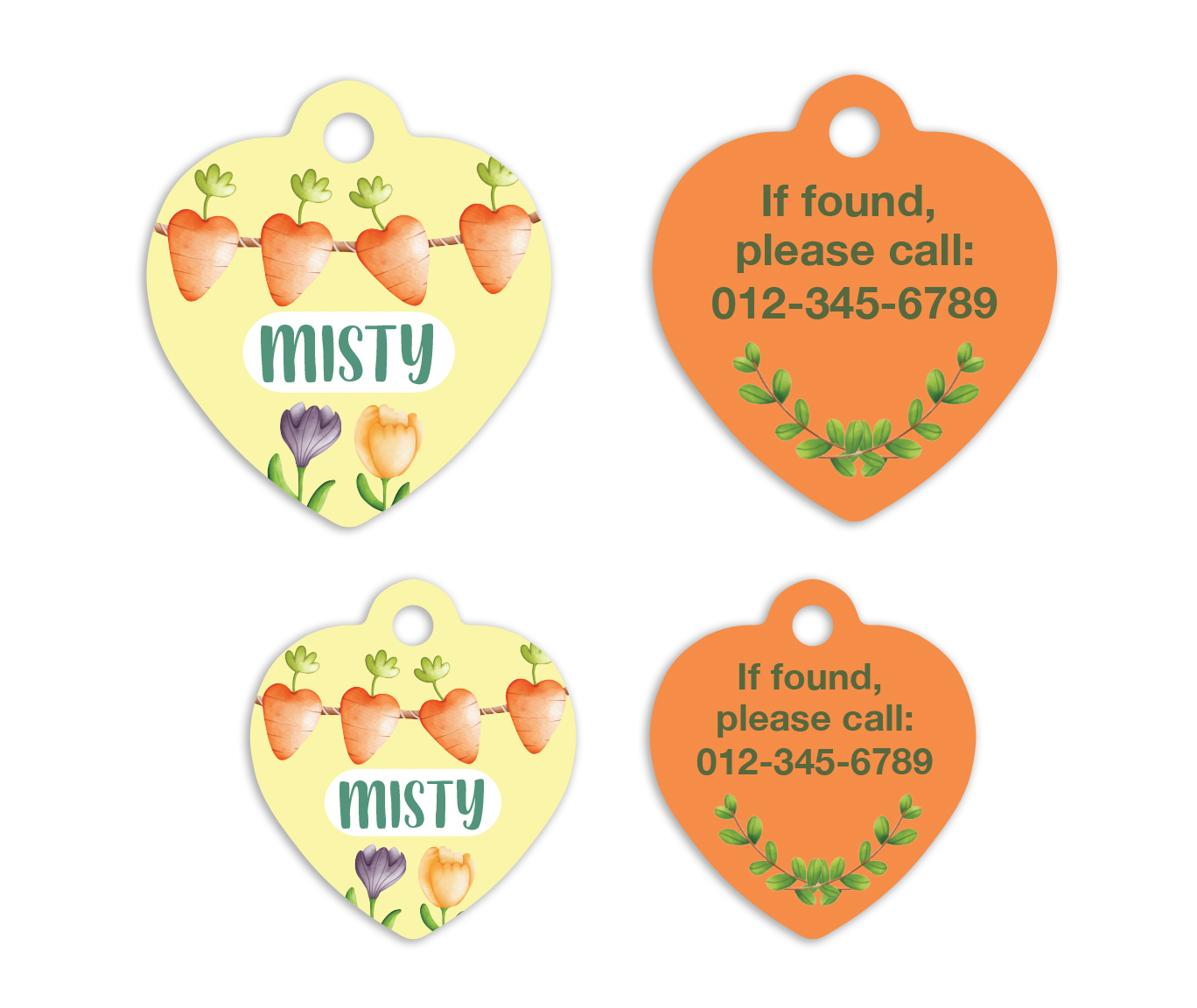 Easter Carrot Heart Shape Pet ID Tags