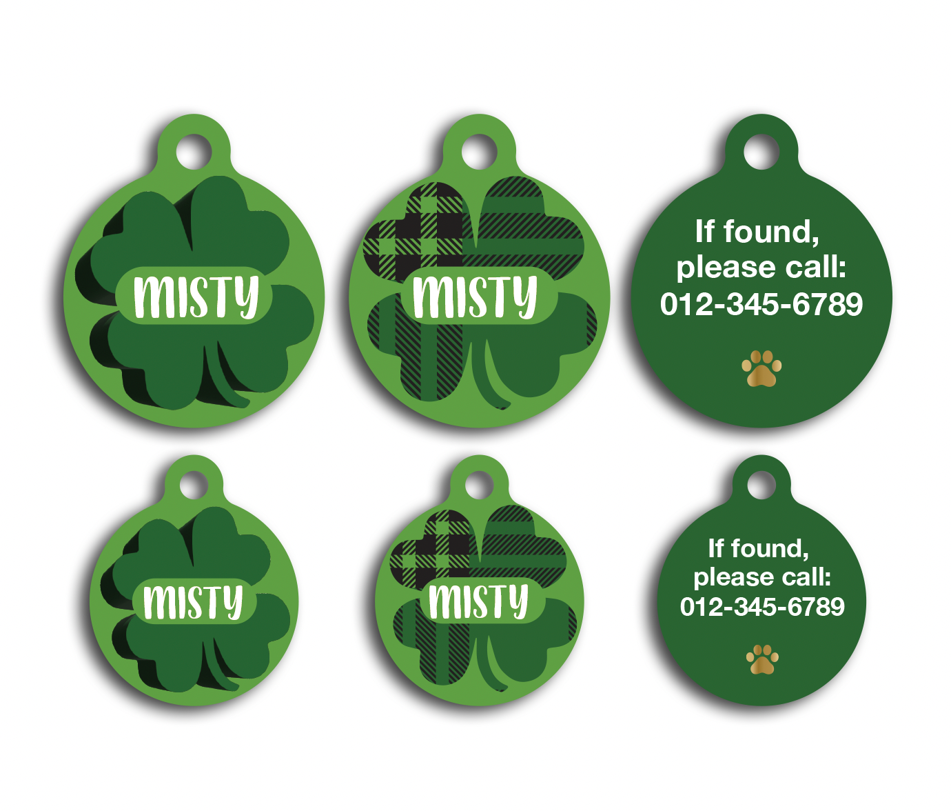 Circle Shamrock Pet ID Tag