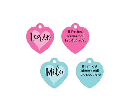 Customized Small Heart Pet ID Tags - MintandJolie