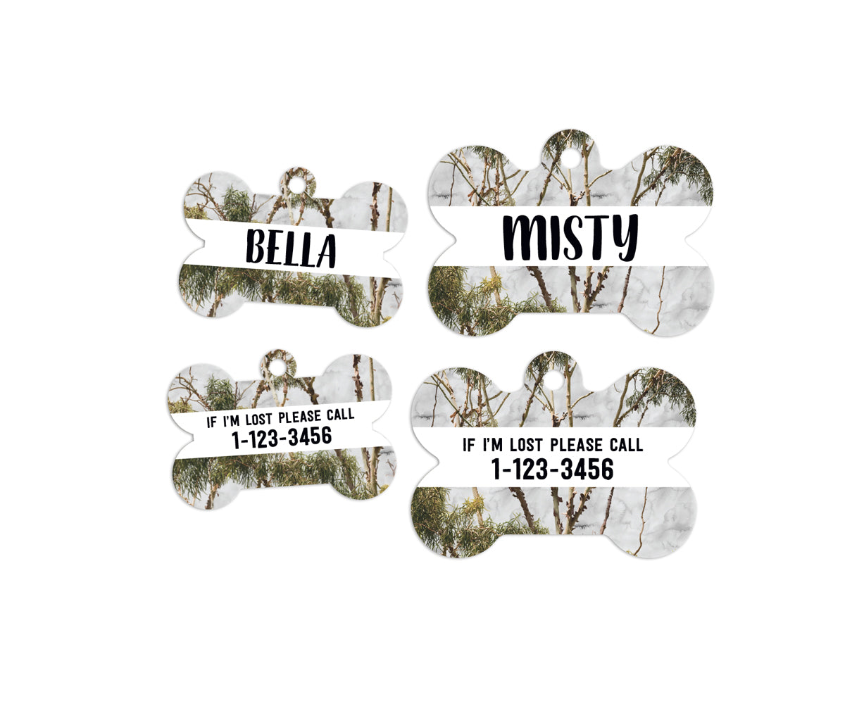 Customized White Bone Camo Pet ID Tags