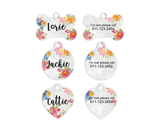 Floral Watercolor Pet ID Tags