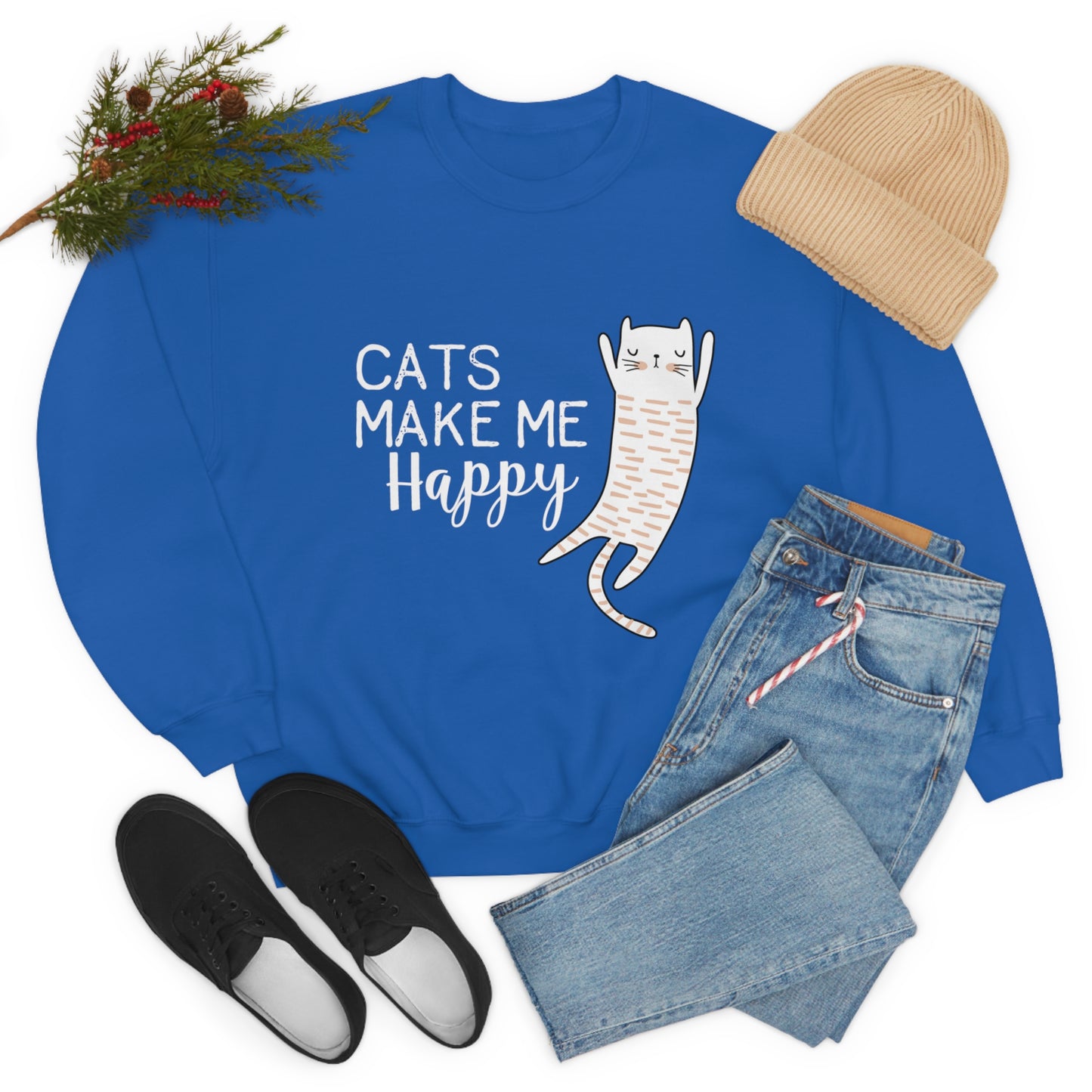 Cats Make Me Happy Unisex Heavy Blend™ Crewneck Sweatshirt