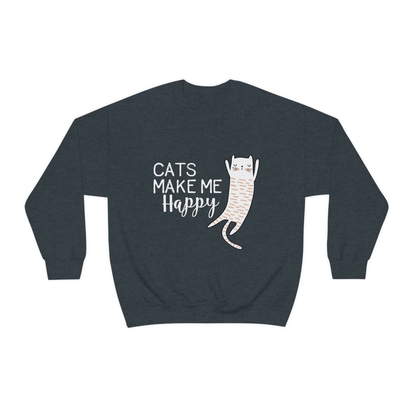 Cats Make Me Happy Unisex Heavy Blend™ Crewneck Sweatshirt
