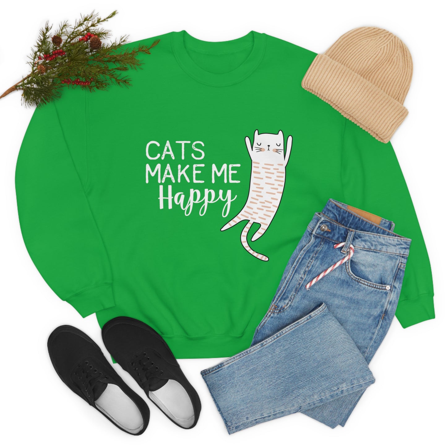 Cats Make Me Happy Unisex Heavy Blend™ Crewneck Sweatshirt