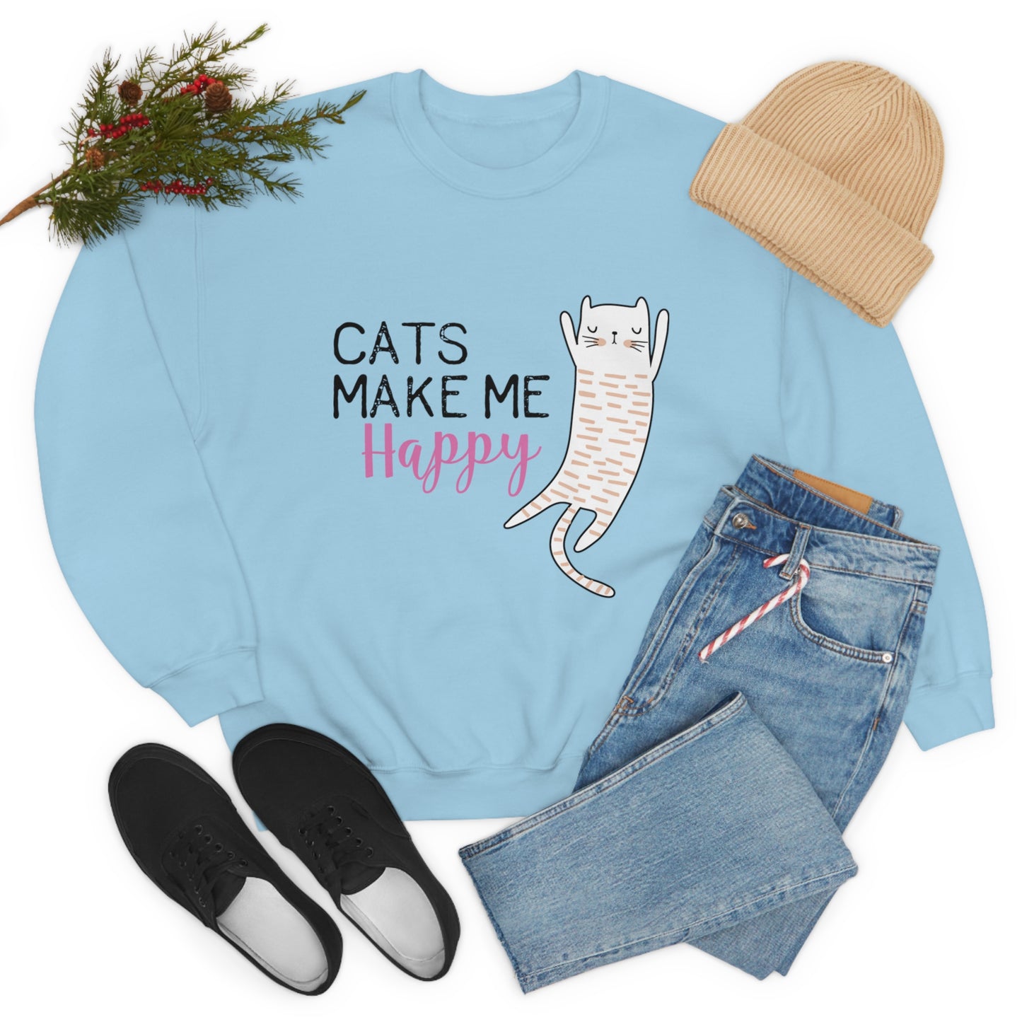 Cats Make Me Happy Unisex Heavy Blend™ Crewneck Sweatshirt