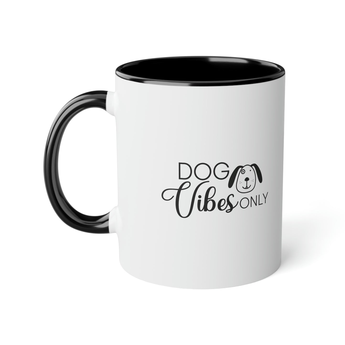 Dog Vibes Only Black and White Accent Mug, 11oz