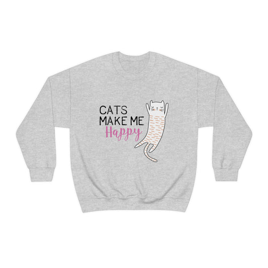 Cats Make Me Happy Unisex Heavy Blend™ Crewneck Sweatshirt