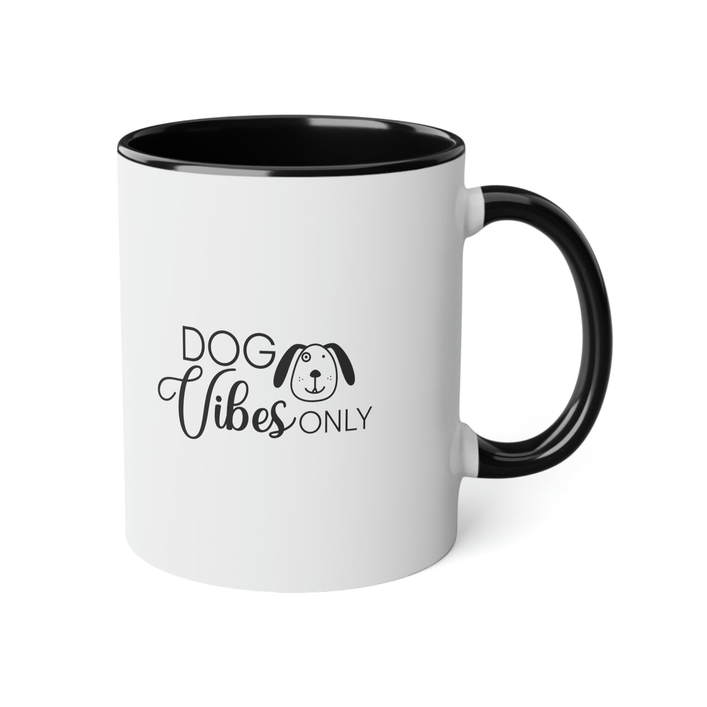 Dog Vibes Only Black and White Accent Mug, 11oz