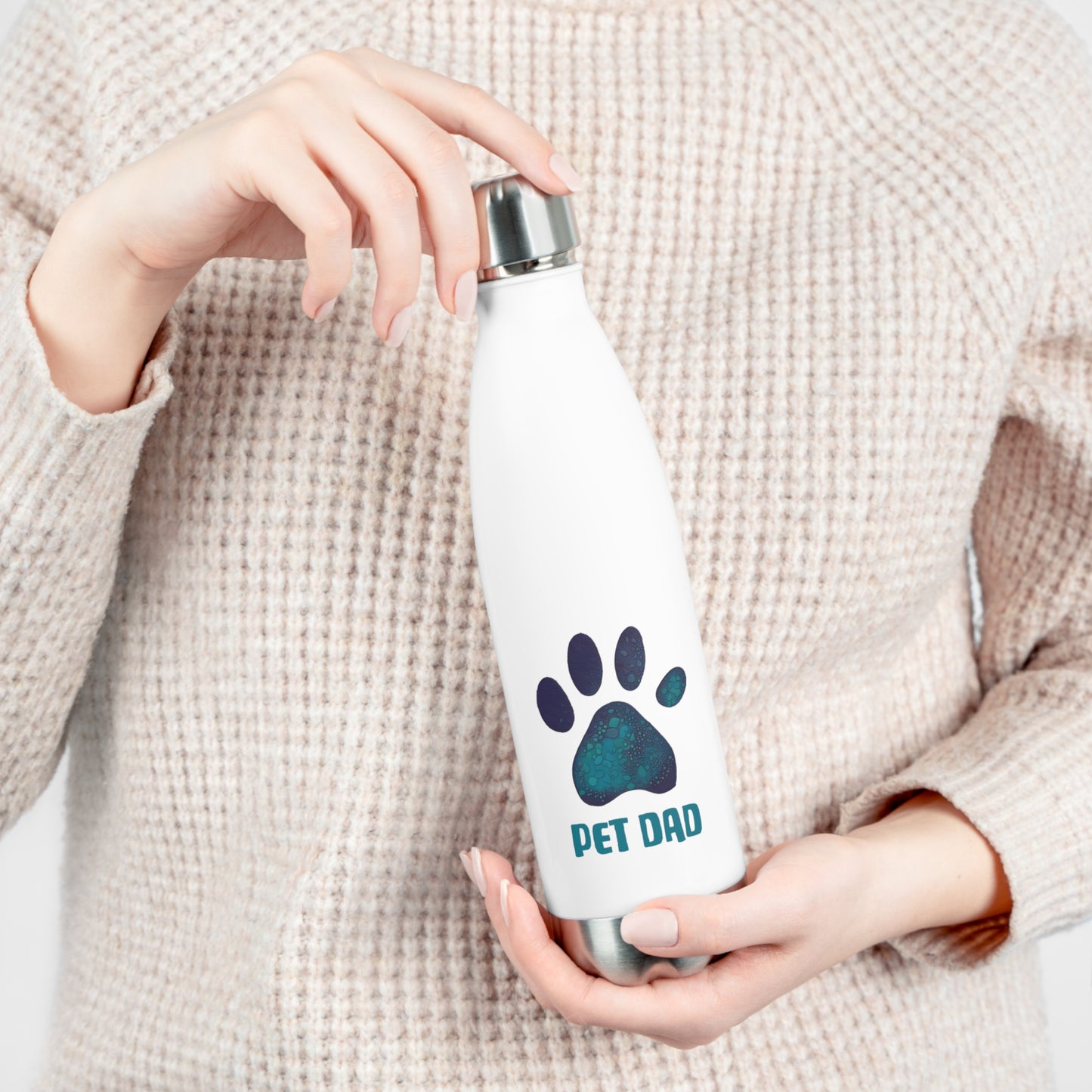 Paw Print Pet Dad Insulated Stainless Steel Bottle - 20oz