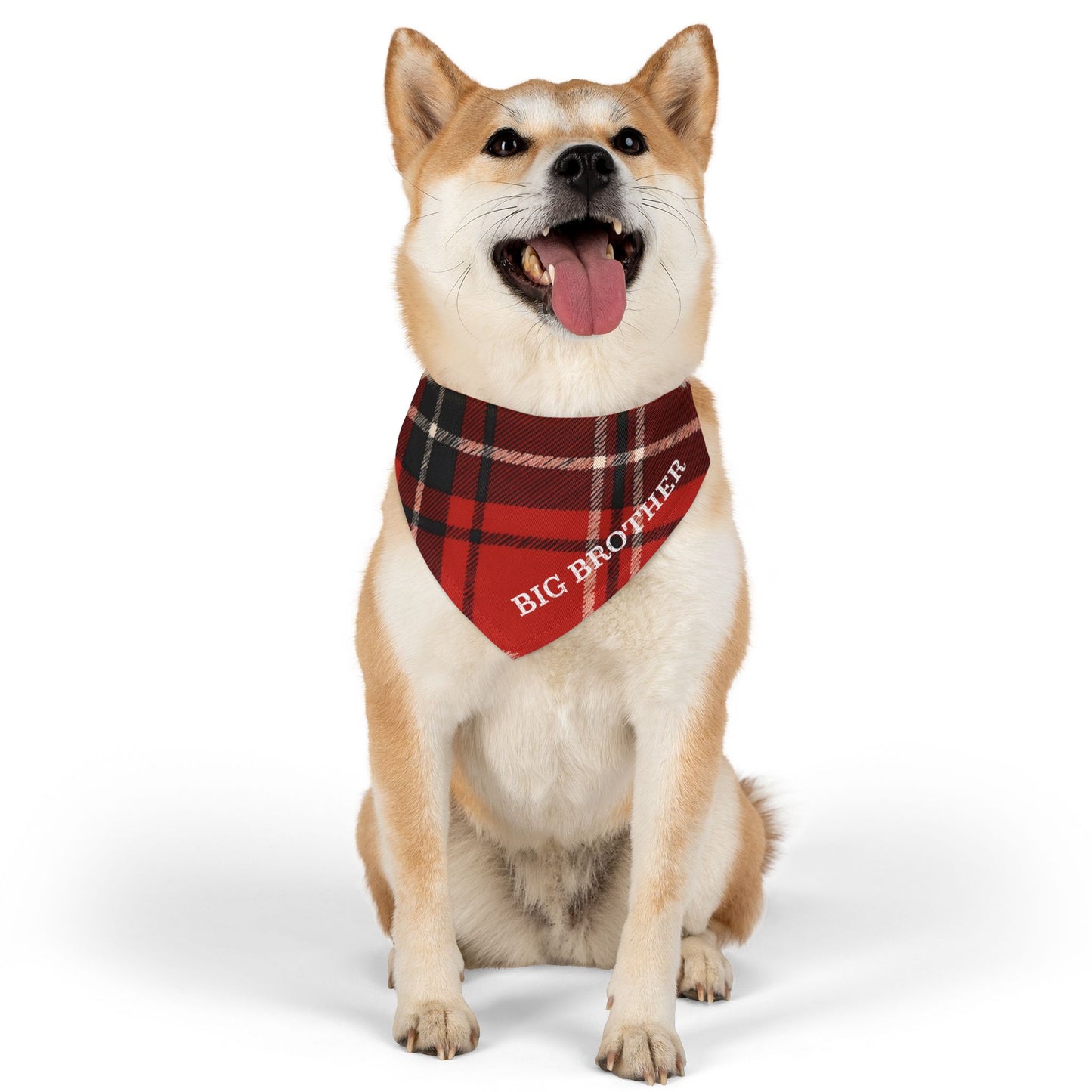 Big Brother Buffalo Plaid Snap-On Dog Bandana | Cute & Stylish Dog Accessory | Perfect for Sibling Announcements