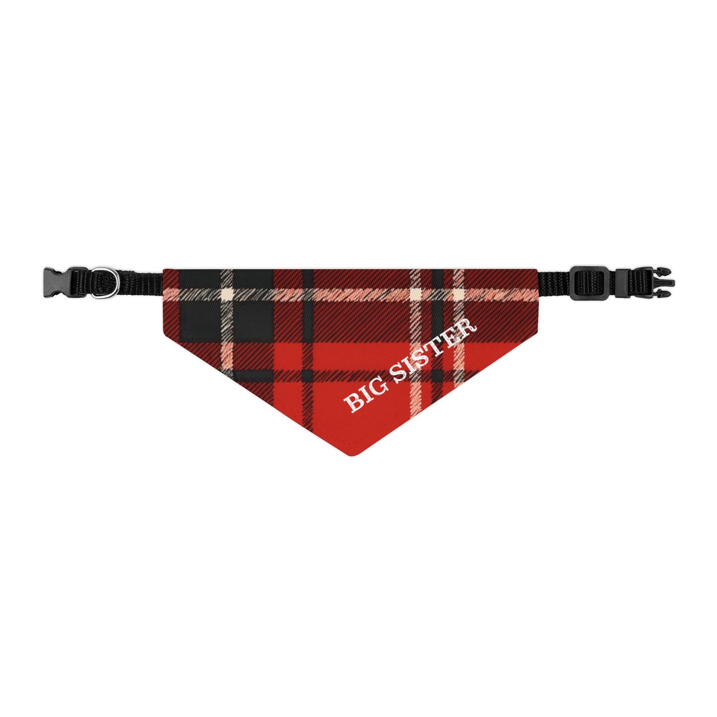 Big Sister Buffalo Plaid Snap-On Dog Bandana | Cute & Stylish Dog Accessory | Perfect for Sibling Announcements