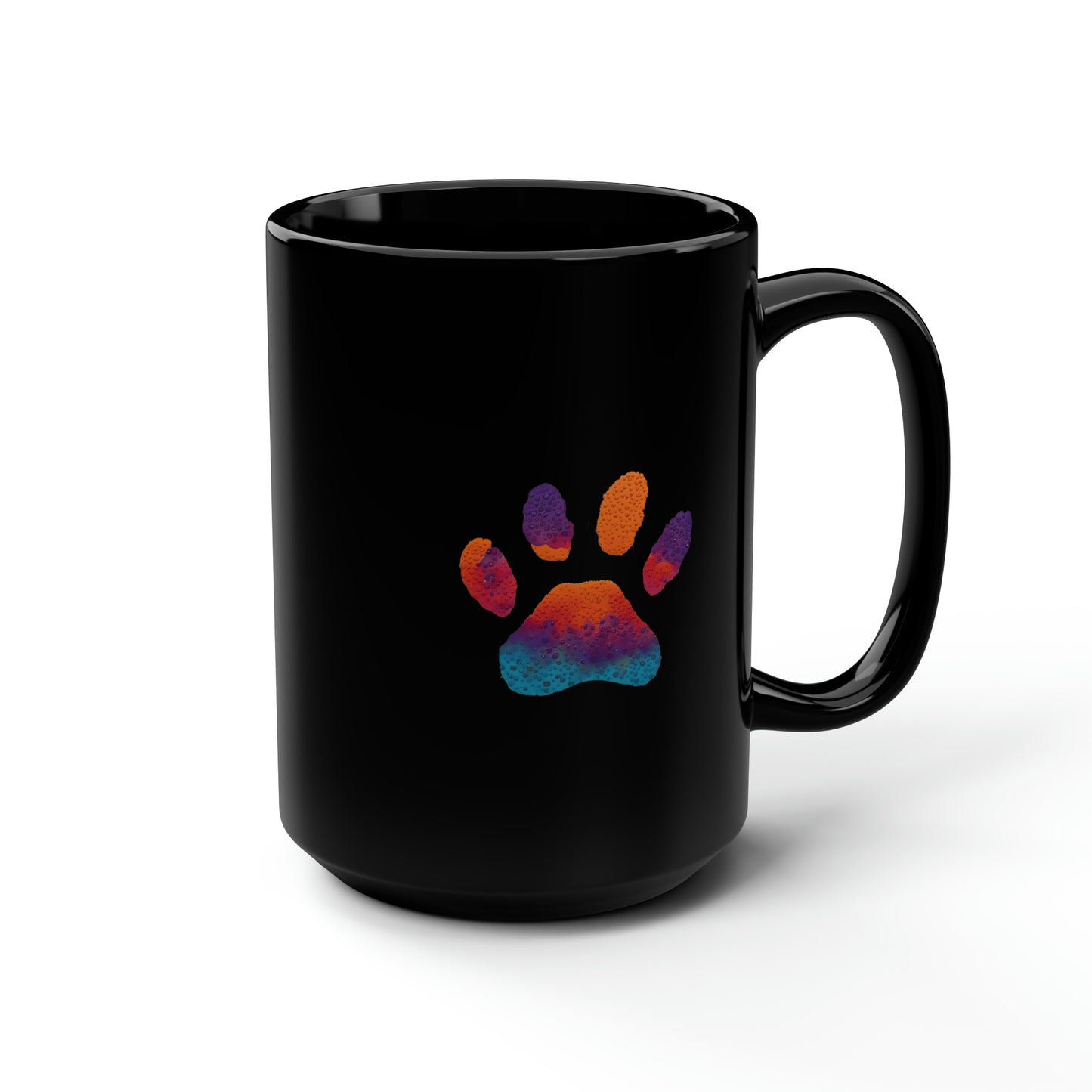 Paw Print Black Ceramic Coffee Mug, 15oz