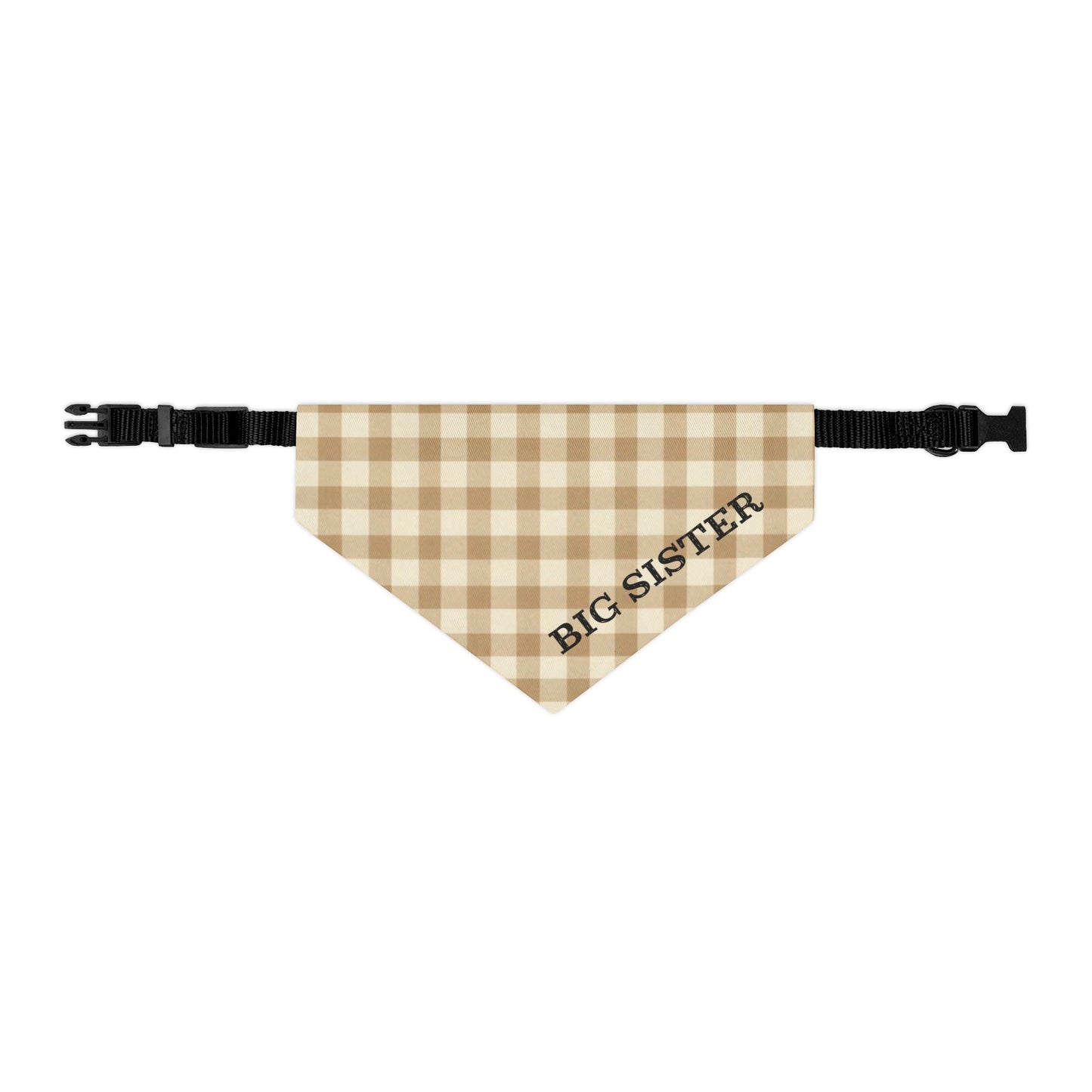 Big Sister Plaid Snap-On Dog Bandana | Cute & Stylish Dog Accessory | Perfect for Sibling Announcements