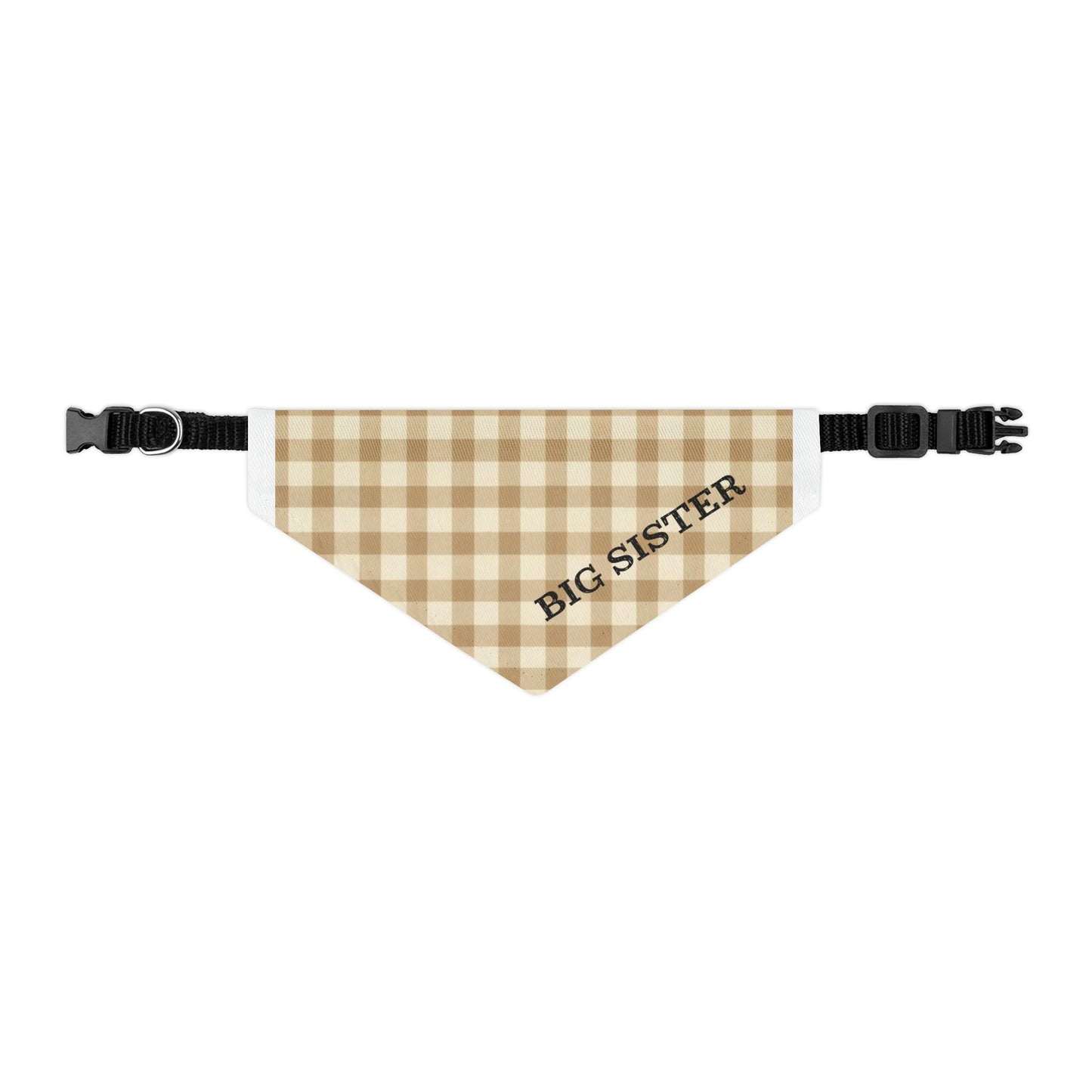 Big Sister Plaid Snap-On Dog Bandana | Cute & Stylish Dog Accessory | Perfect for Sibling Announcements