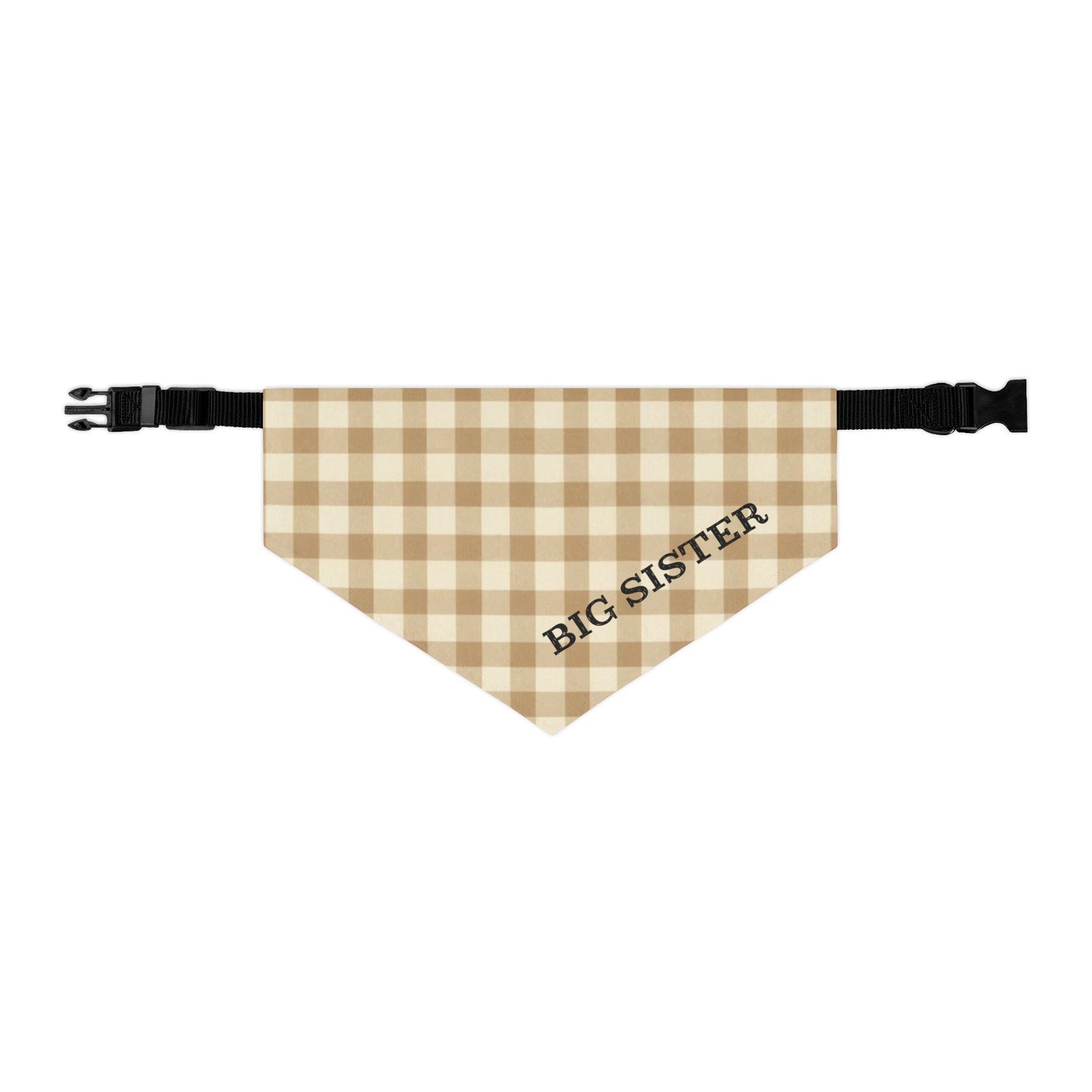 Big Sister Plaid Snap-On Dog Bandana | Cute & Stylish Dog Accessory | Perfect for Sibling Announcements