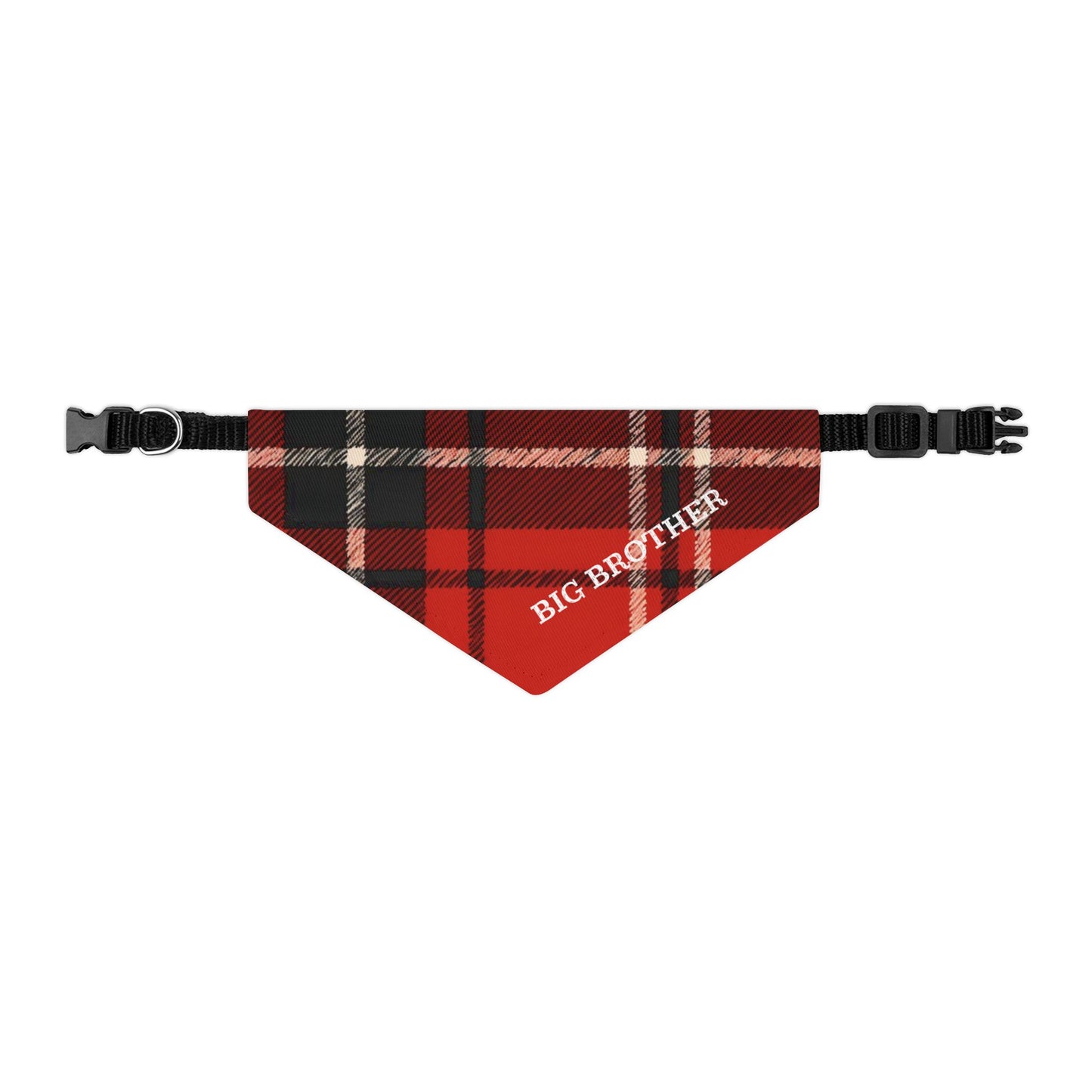 Big Brother Buffalo Plaid Snap-On Dog Bandana | Cute & Stylish Dog Accessory | Perfect for Sibling Announcements