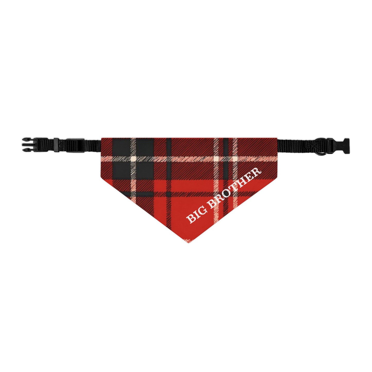 Big Brother Buffalo Plaid Snap-On Dog Bandana | Cute & Stylish Dog Accessory | Perfect for Sibling Announcements