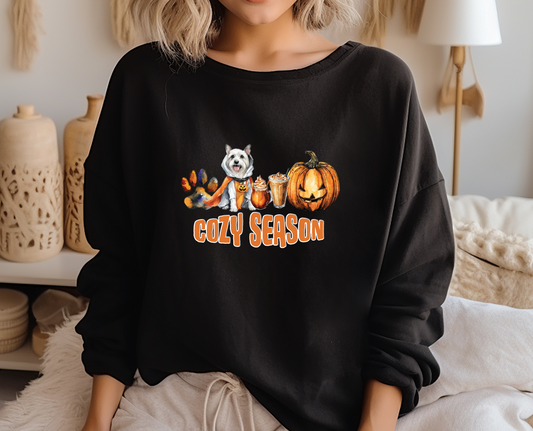 Festive Fall Halloween Unisex Sweater Cozy Pumpkin Paws Crewneck Sweatshirt