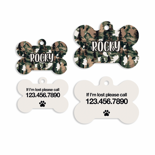 Customized Bone Camo Pet ID Tags