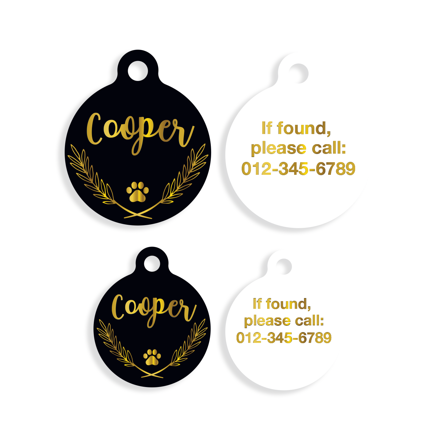 Black and Gold Pet ID Tag