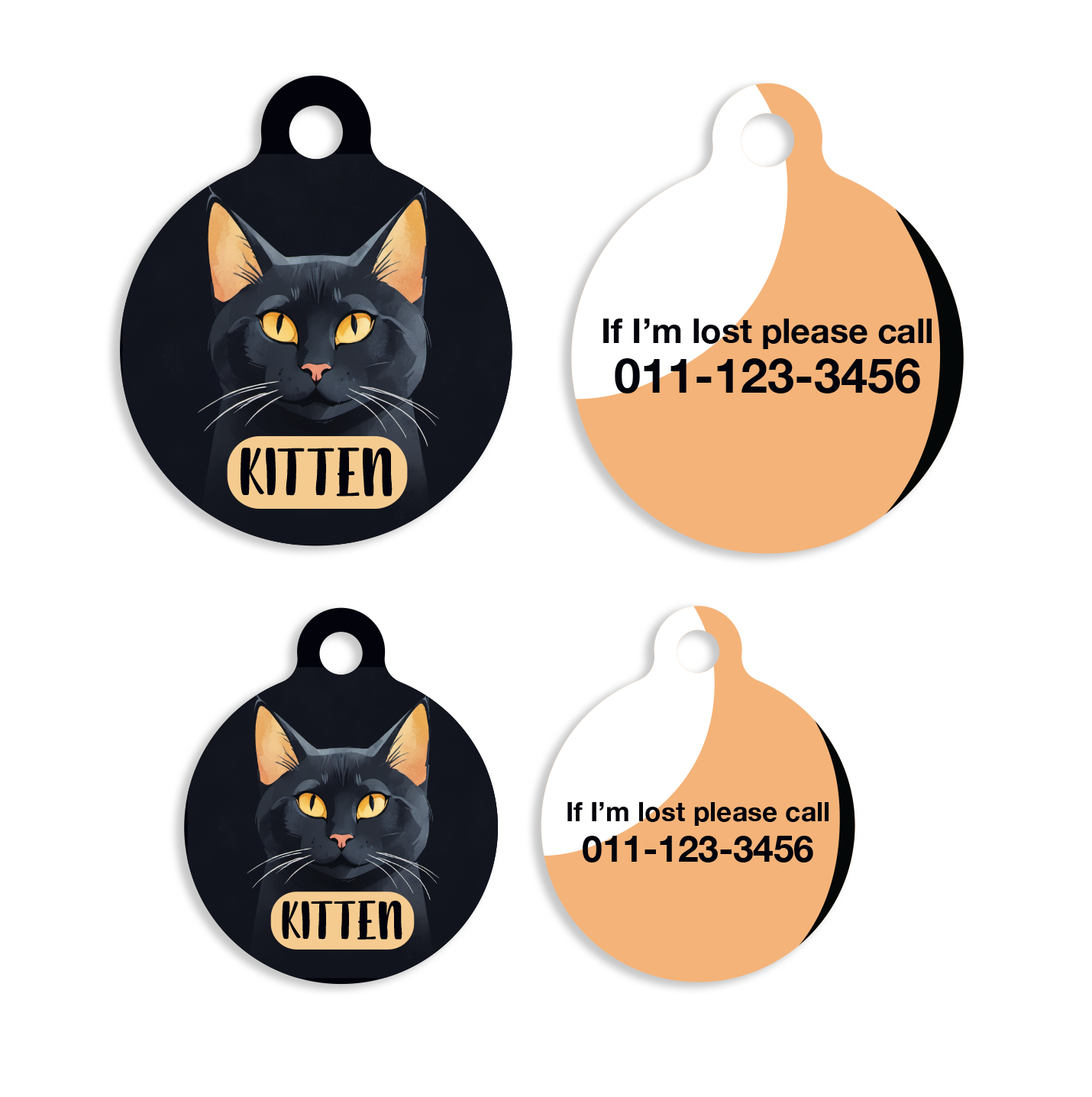 Halloween Fall Black Cat Pet ID Tag