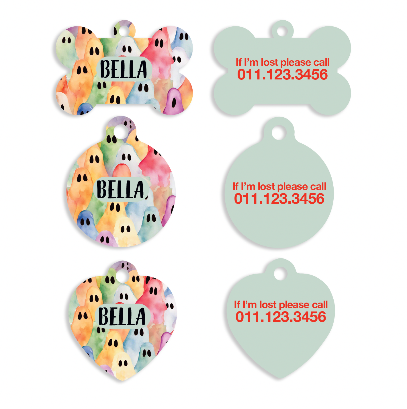 Halloween Fall Candy Ghosts Pet ID Tags