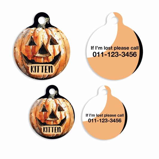 Halloween Fall Jack O Lantern Pet ID Tag