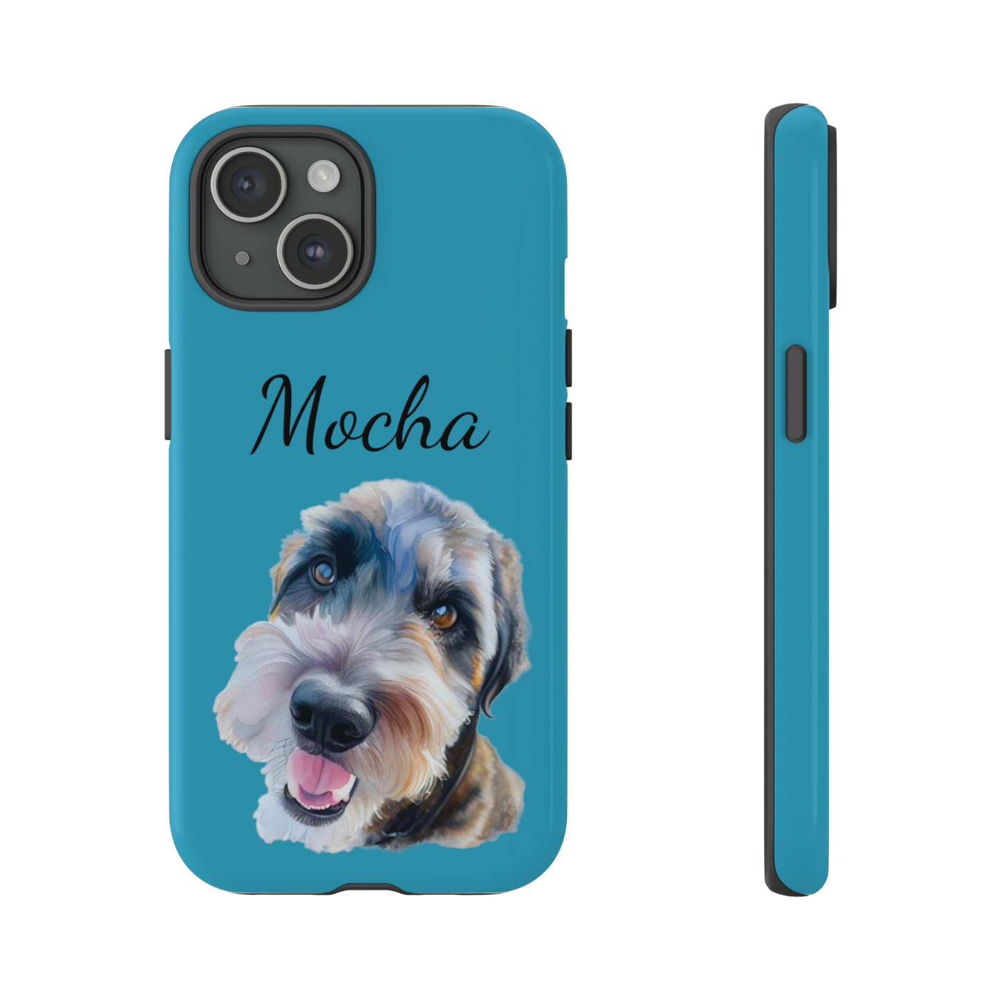 Customized Phone Case with Pet's Watercolor Picture and Name