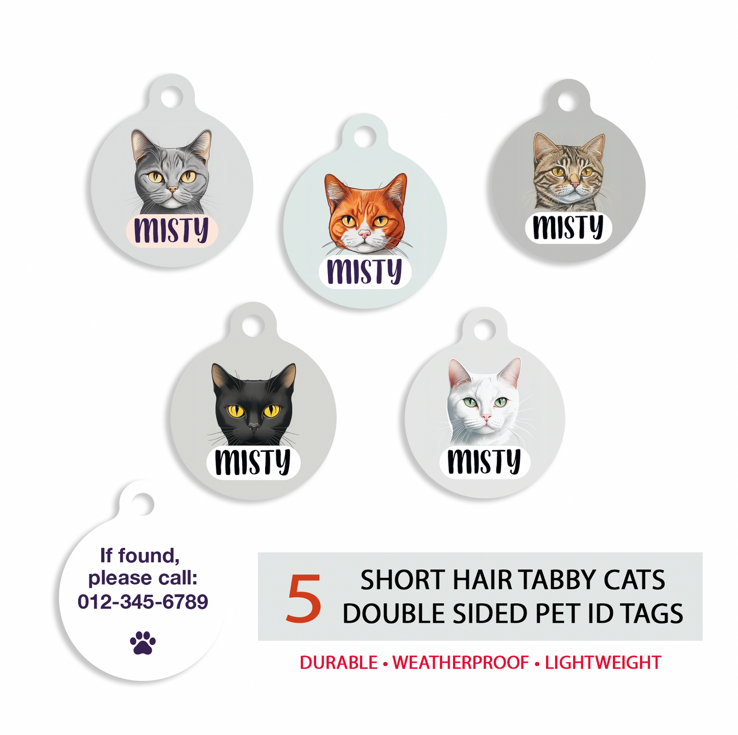 Tabby Cats Pet ID Tag