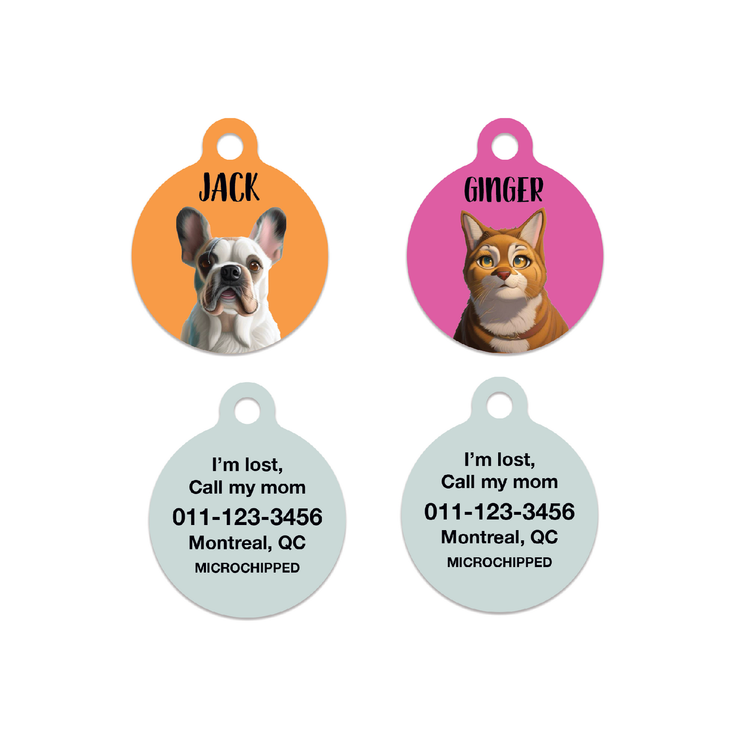 Custom Personalized Illustrated Pet ID Tag – Lightweight Aluminum, Weatherproof, Durable – Custom Pet Portrait Name Tag for Dogs & Cats