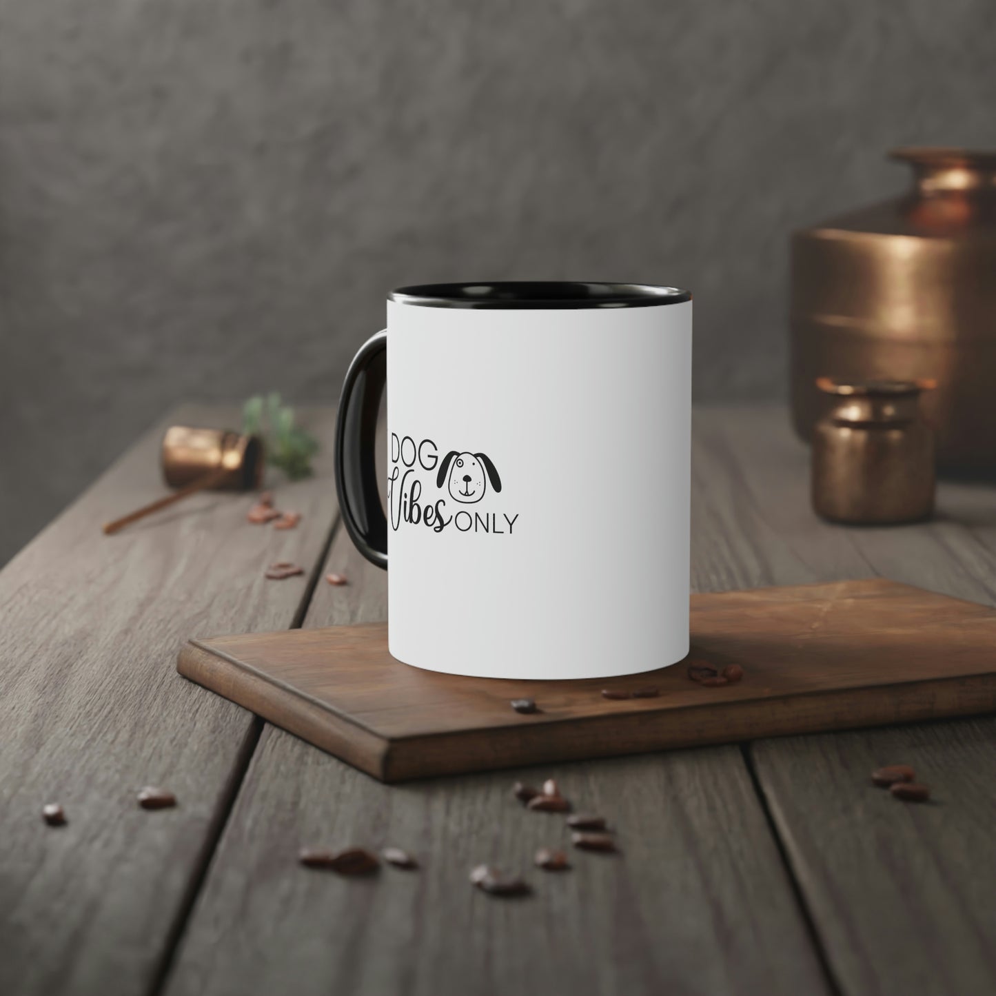 Dog Vibes Only Black and White Accent Mug, 11oz
