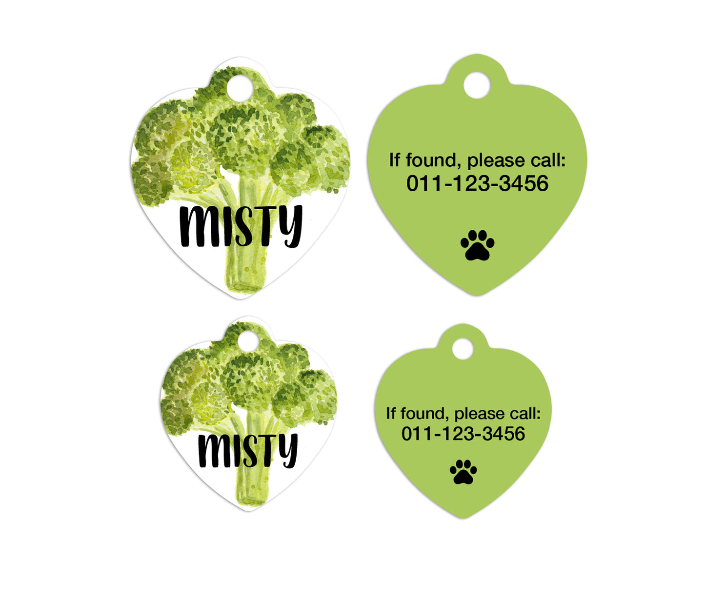Broccoli Heart Shape Pet ID Tags