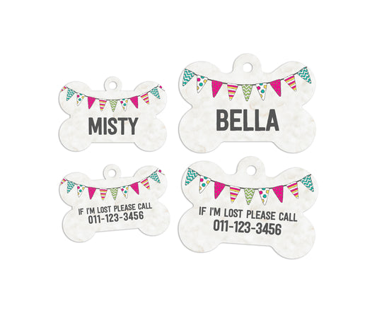 Customized Large Bone Party Rainbow Pet ID Tags - MintandJolie