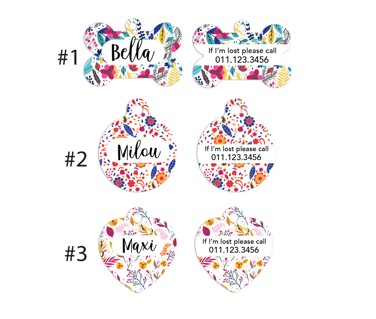 Exotic Colorful Floral Pet ID Tags