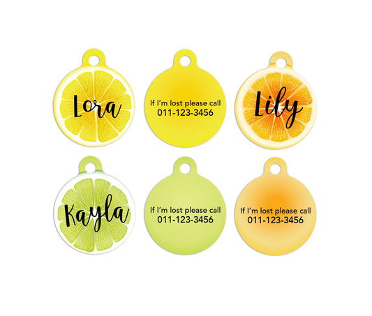 Customized Circle Lemon Pet ID Tag