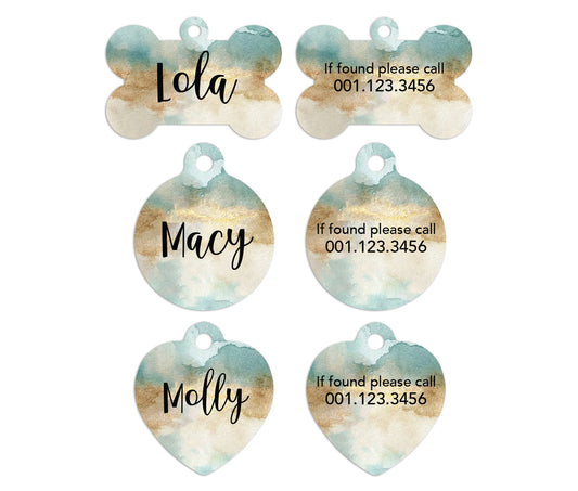 Faux-Gold and Mint Pet ID Tags