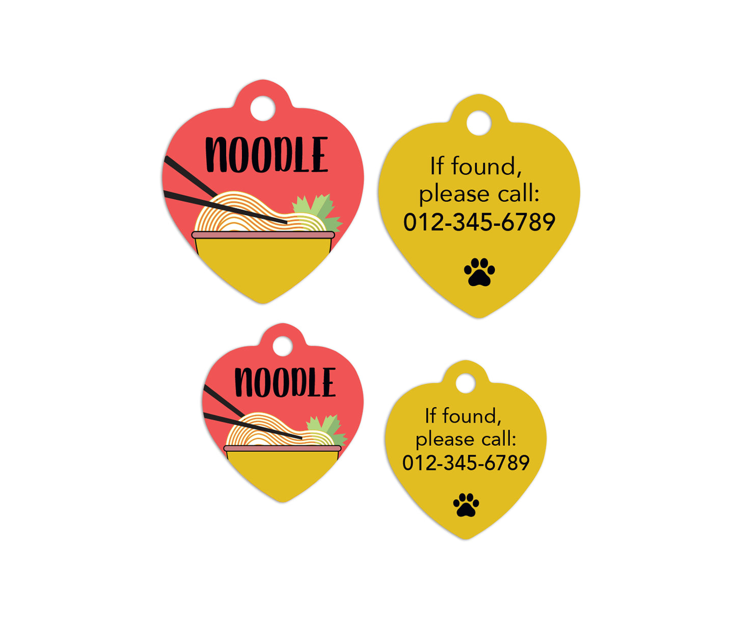 Noodles Heart Shape Pet ID Tags