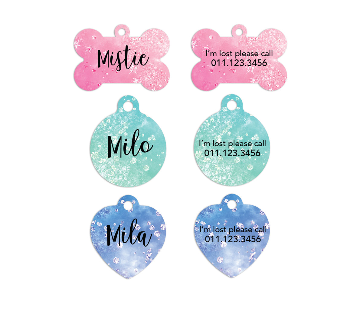 Ombre Sparkle Pet ID Tags