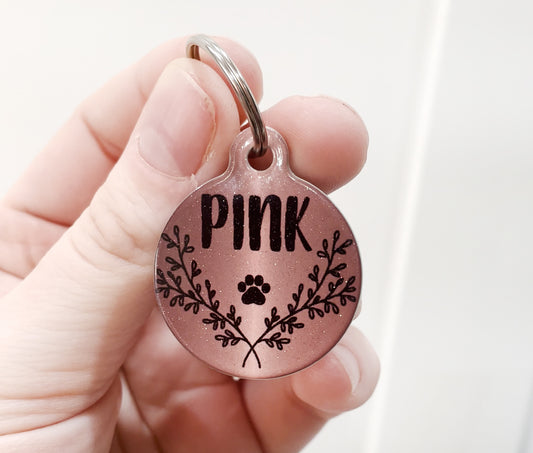 Sparkle Rose Gold Circle Pet ID Tag