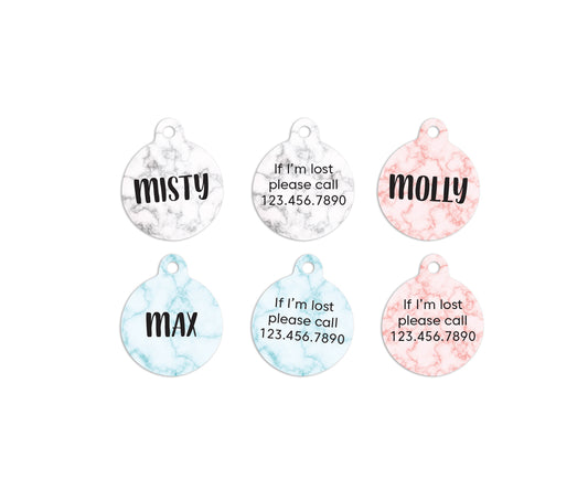 Customized Small Marble Circle Dog ID Tags