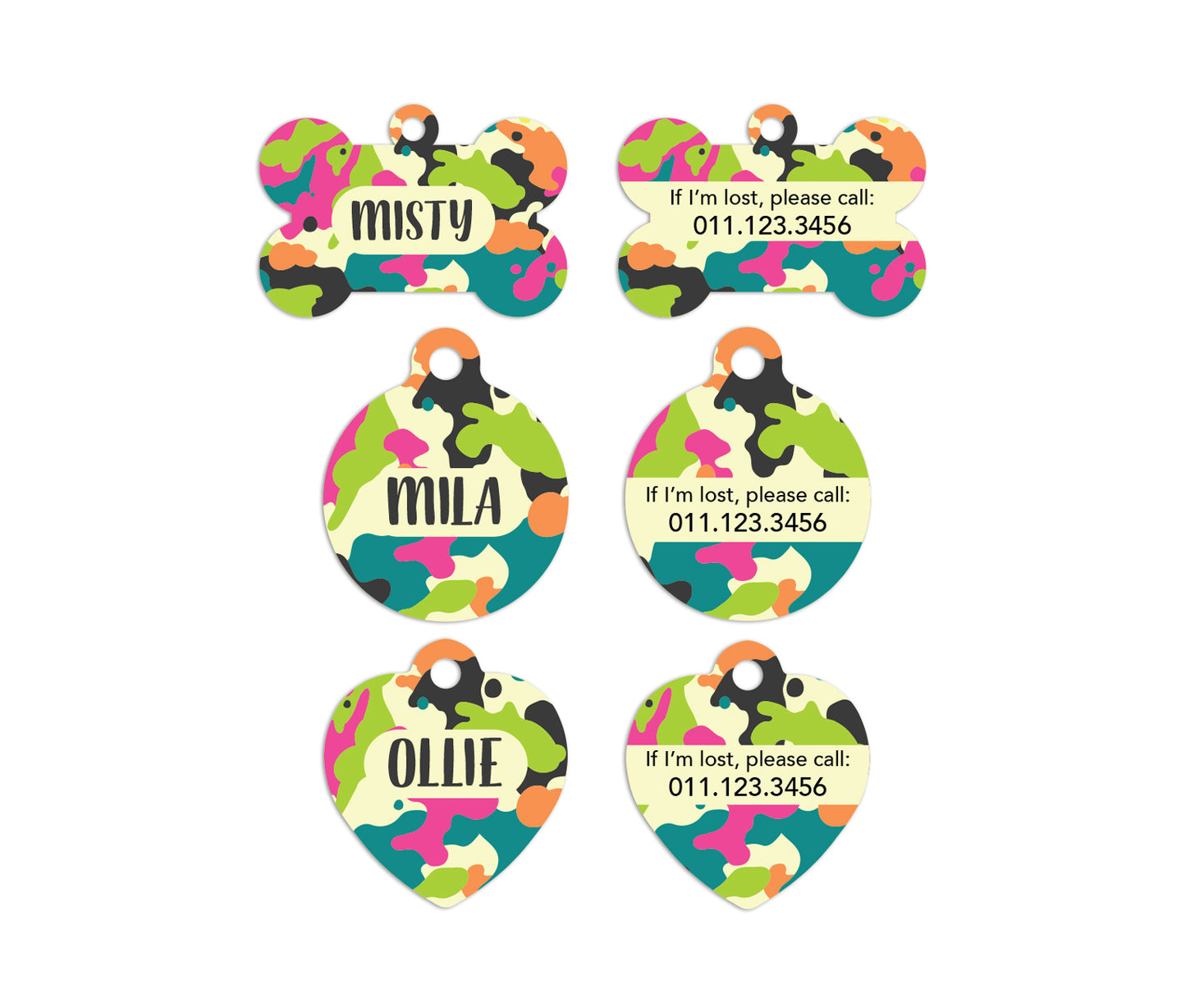 Rainbow Camo Pet ID Tags