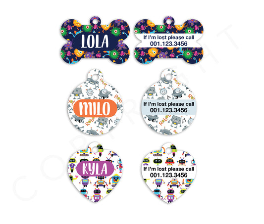 Robots and Monsters Pet ID Tags