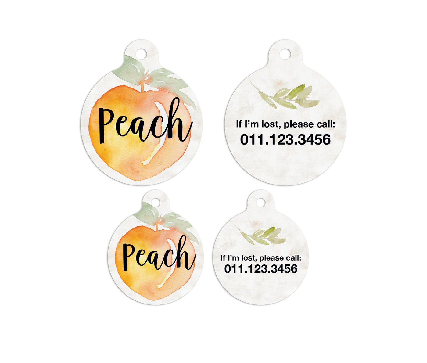Customized Circle Peach Fruit Pet ID Tag