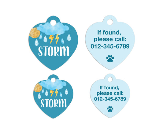 Thunderstorm Heart Shape Pet ID Tags
