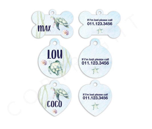 Watercolor Sea Turtle Pet ID Tags