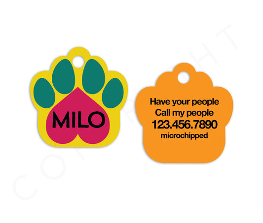 Paw Print Pet ID Tag