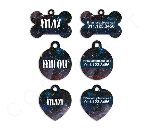 Sparkle Blue Galaxy Pet ID Tags