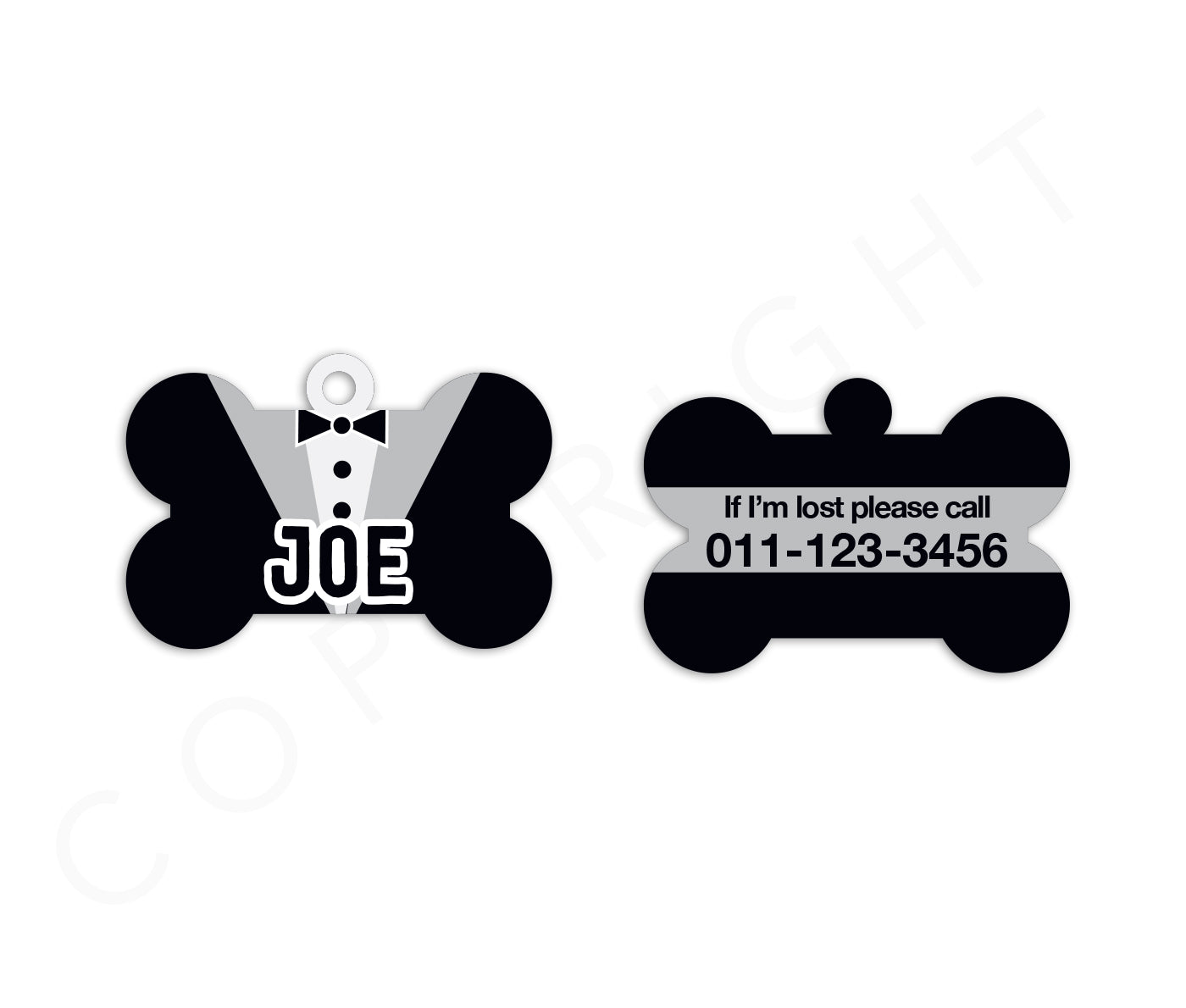 Sparkle Black Tuxedo Bone Pet ID Tags